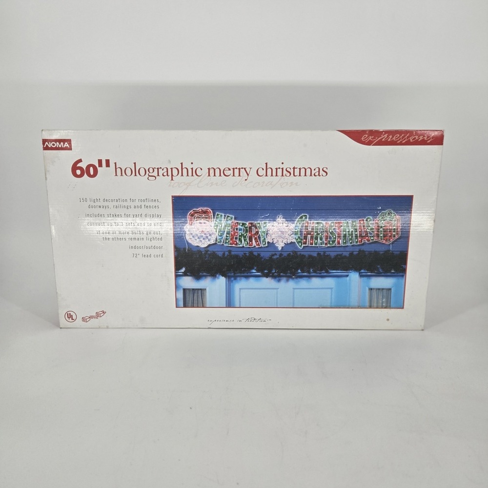 NOMA Expressions 60" Holographic Merry Christmas Roofline Sign 150 Light Decor E